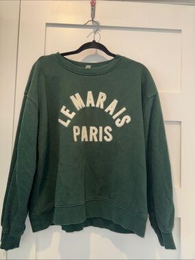 H&M - Paris Le Marais - Dark Green Ribbed Crewneck Sweatshirt